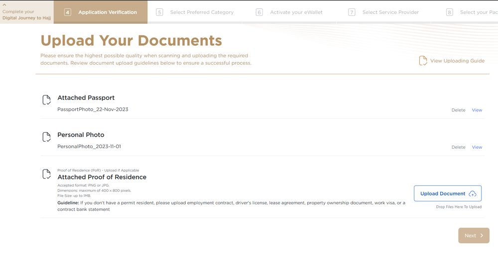 Upload proof of residence