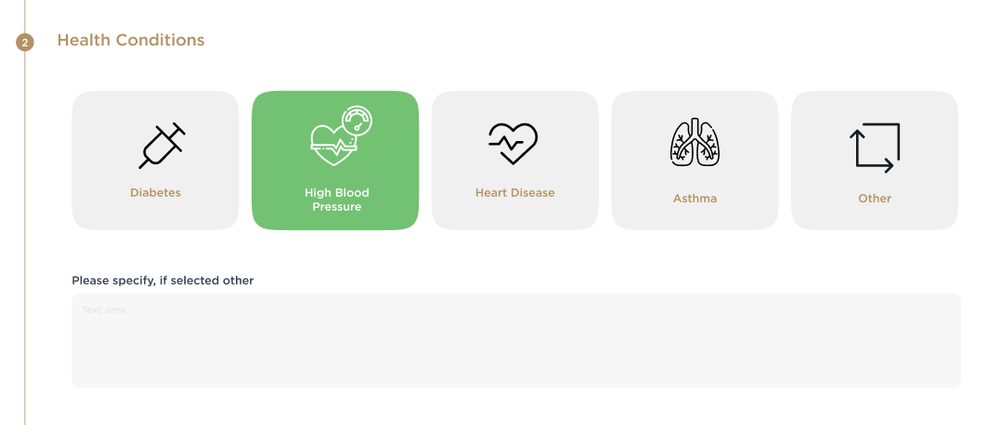 Health conditions selection