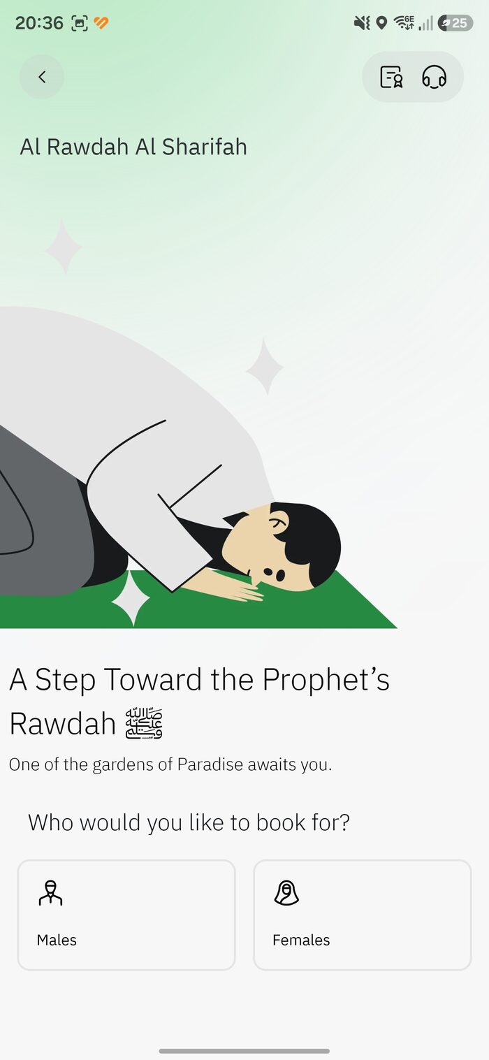 Al Rawdah Al Sharifah, choose Males or Females