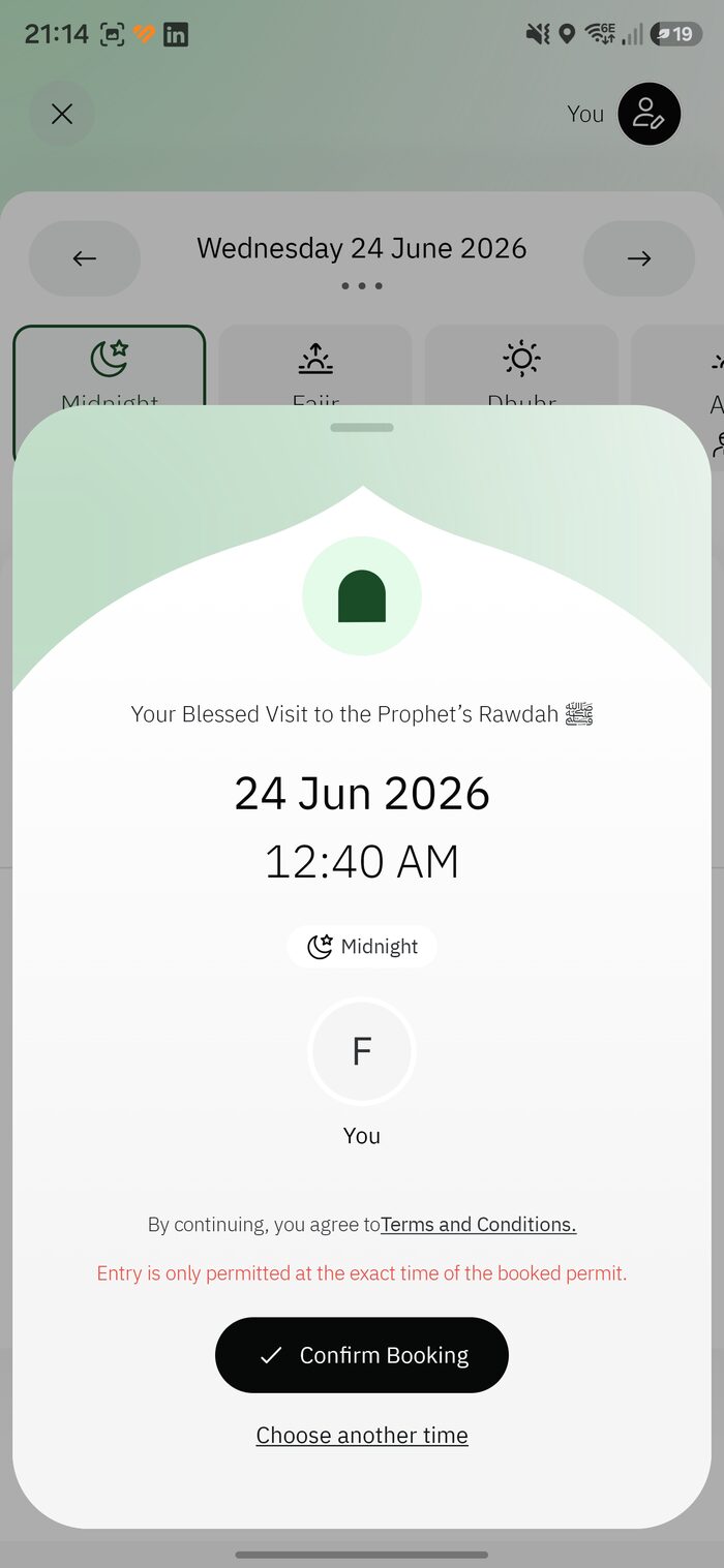 Confirm Rawdah booking summary