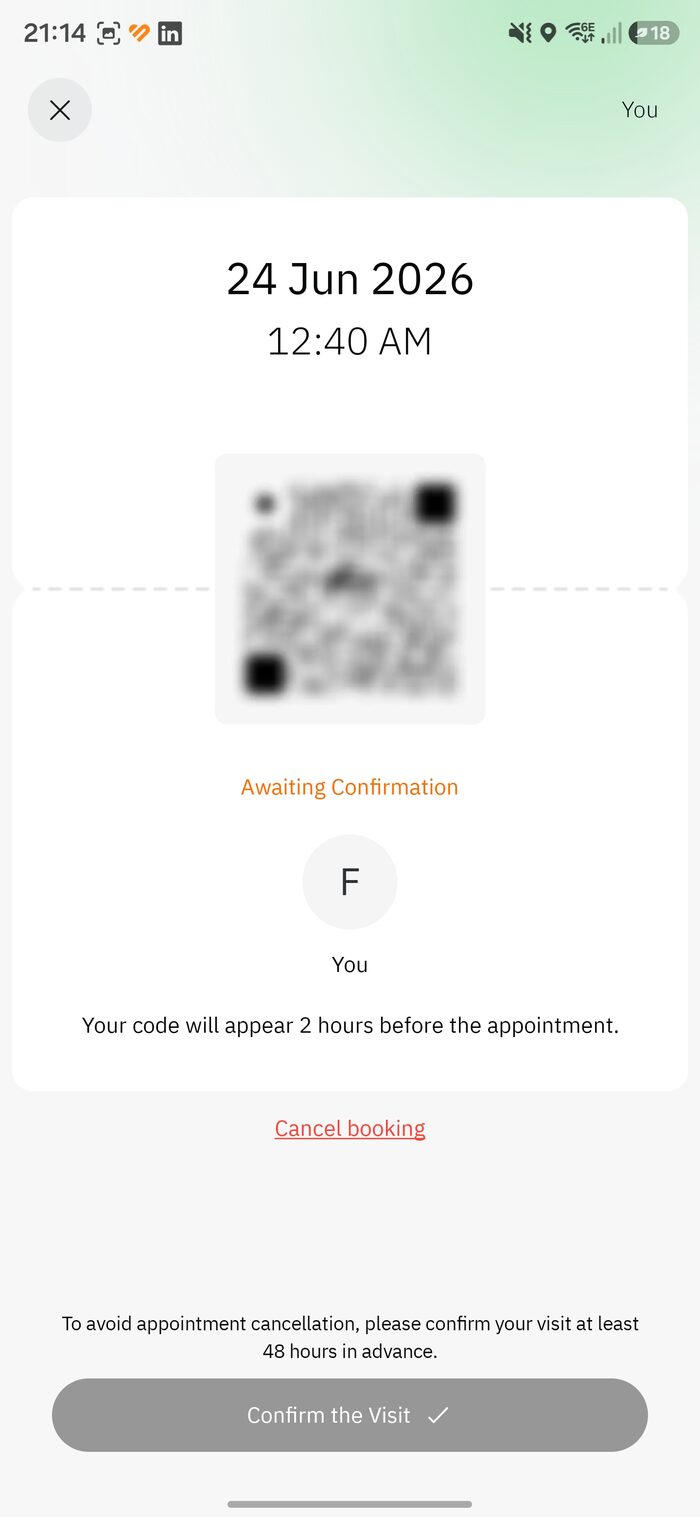 Awaiting Confirmation with Confirm the Visit button
