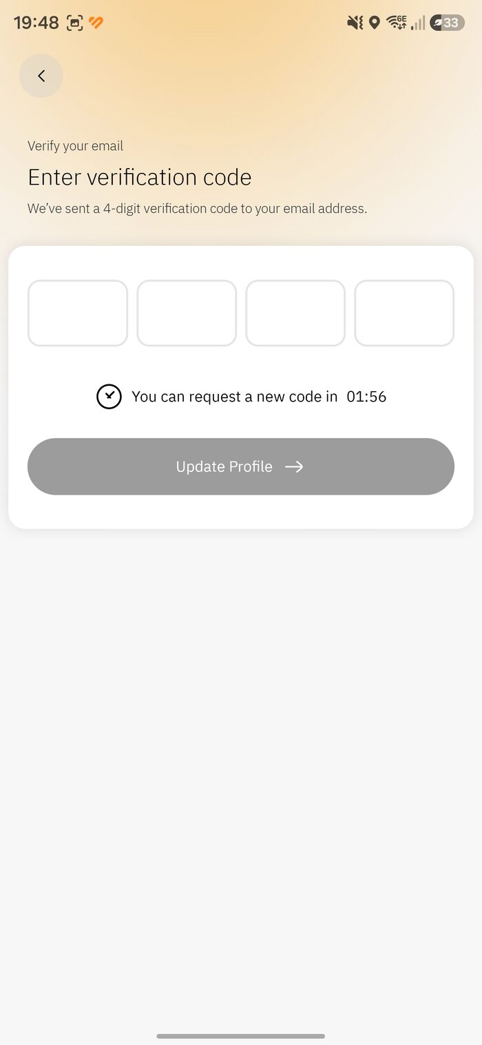 Enter 4-digit email verification code