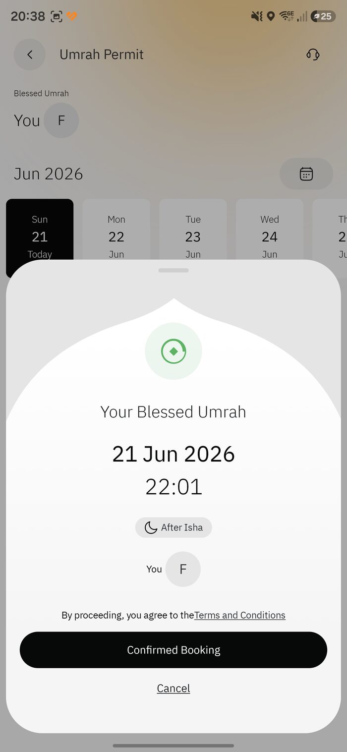Umrah booking confirmation summary